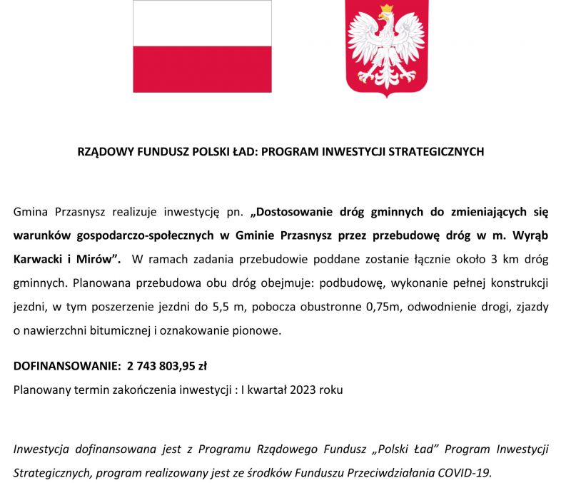 Polski Ład Drogi Wyrąb Karwacki i Mirów