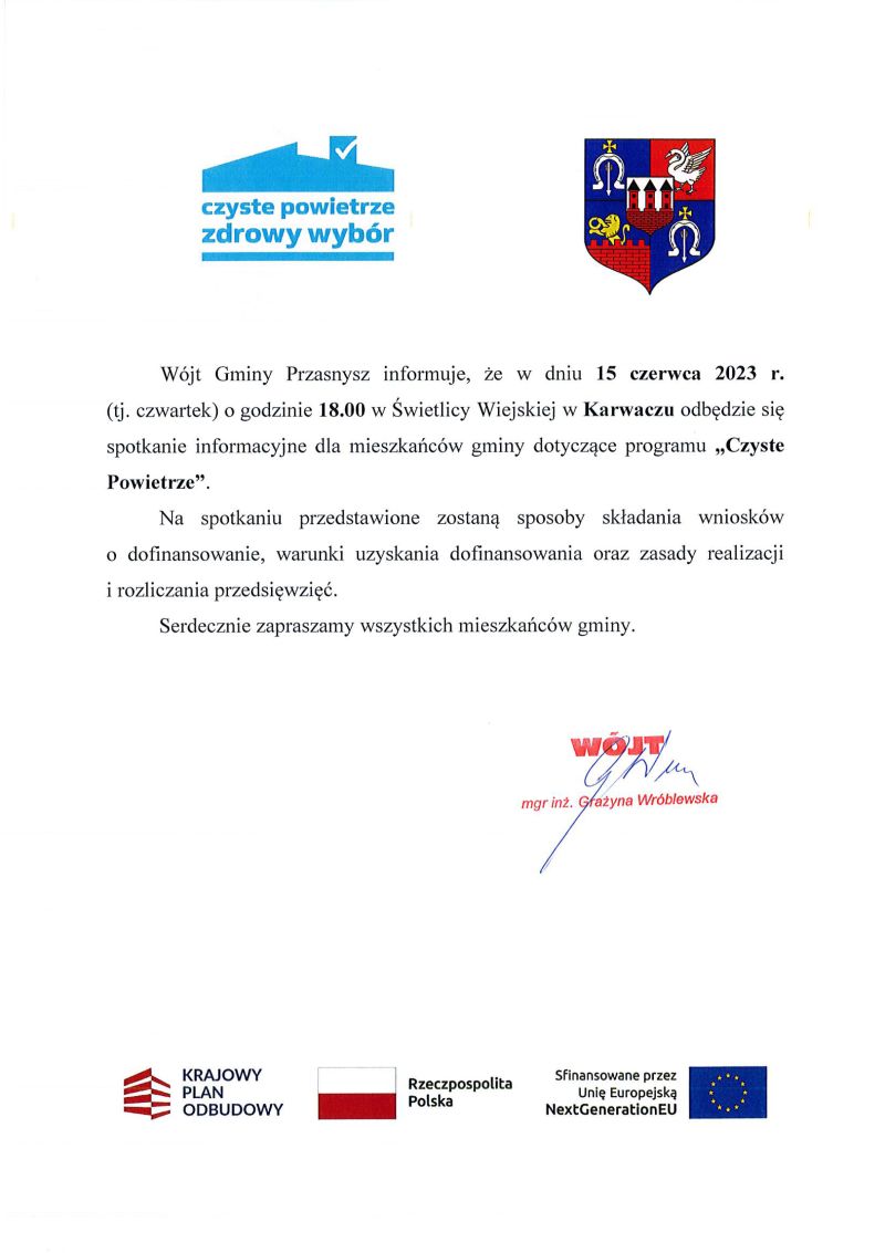 Spotkanie CZYSTE POWIETRZE Karwacz