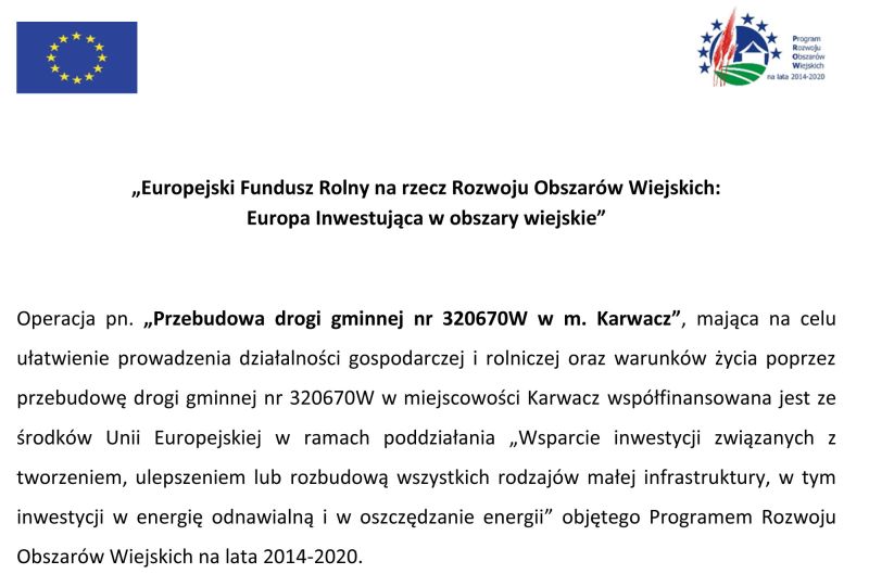 Inf na stronę Karwacz