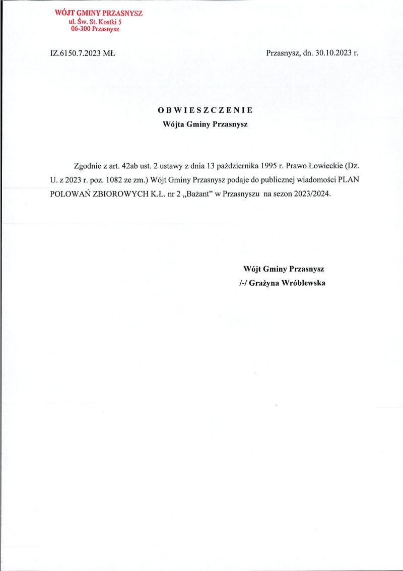 Treść obwieszczenia 30.10