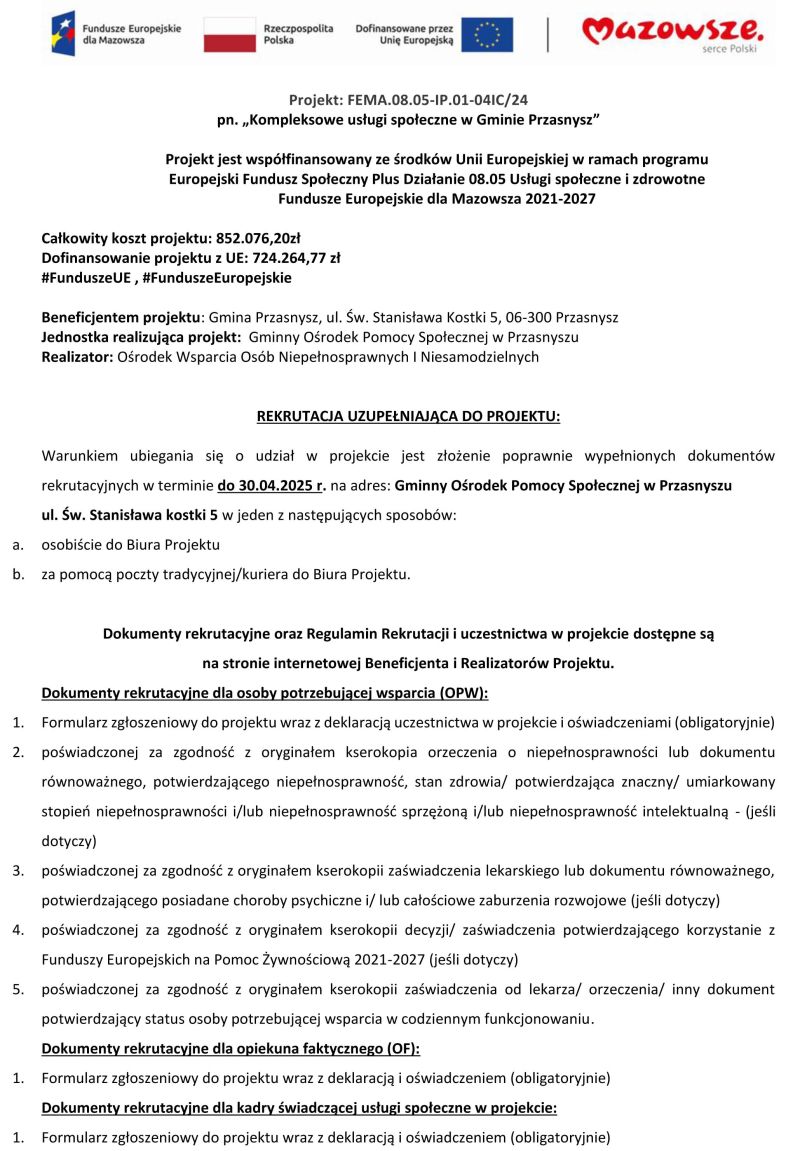 notatka na www - rekrutacja uzupełniająca