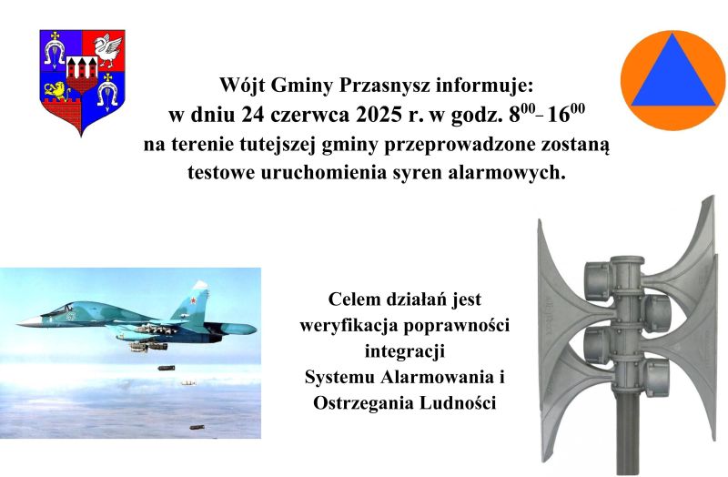 Informacja o uruchomieniu syren 2024